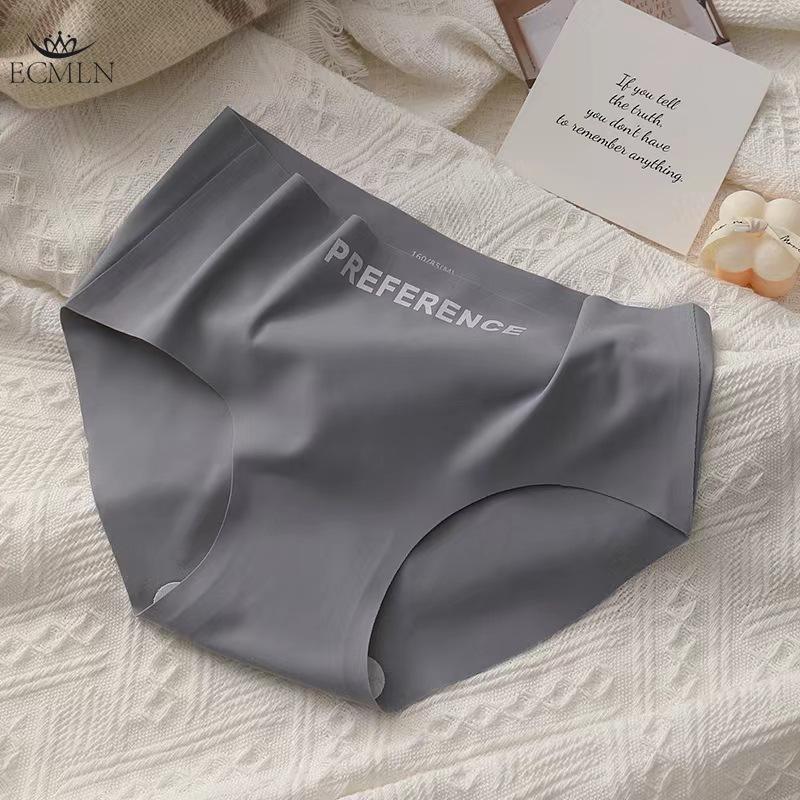 Large Size Women's Maillard Ice Silk Underwear Panties Summer Girls Cotton Crotch Mid-waist High Elastic Womens Underwear Briefs Knickers