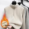 Winter 2025 Herren Plus Samt Halbreißverschluss Hoodie: Modischer, lässiger, warmer Pullover mit Stehkragen