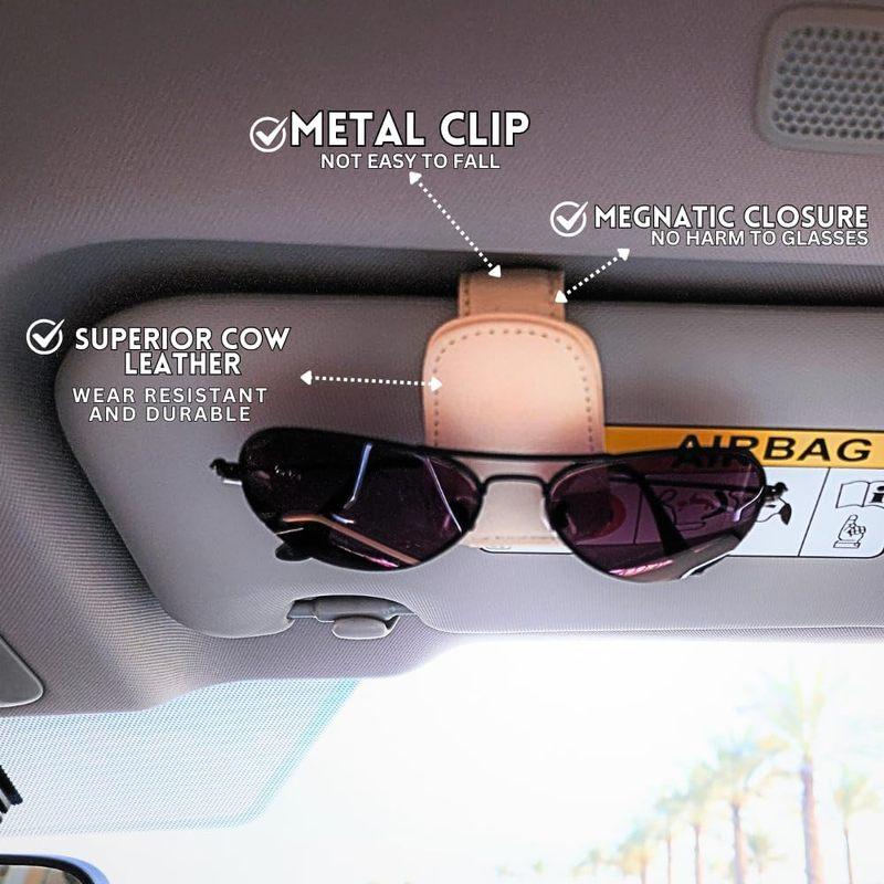 Universal Car Sunglasses Holder Magnetic Leather Clip Card Ticket Holder Auto Sun Visor Glasses Box Decoration Accessories