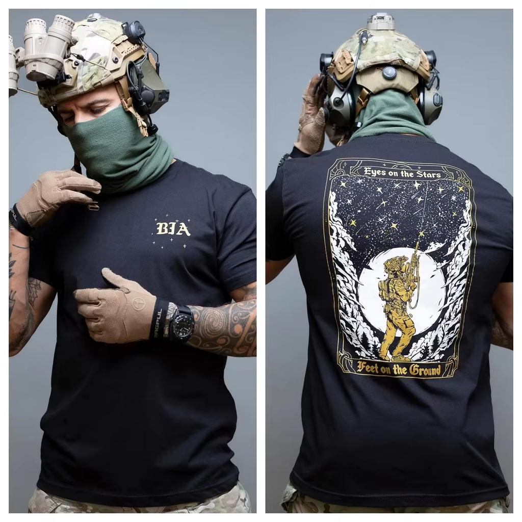 Bia Kill Your Demons Grafik T-Shirt Robust Militärisch Taktisch Fitness Stil Unisex Baumwolle Sommer Streetwear Kurzarm Oberteile T-Shirt