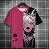 Summer Anime Girls Rose 3D Print T-Shirts Streetwear Men Fashion Oversized O-Neck Short Sleeved T Shirt Tees Tops Clothing
