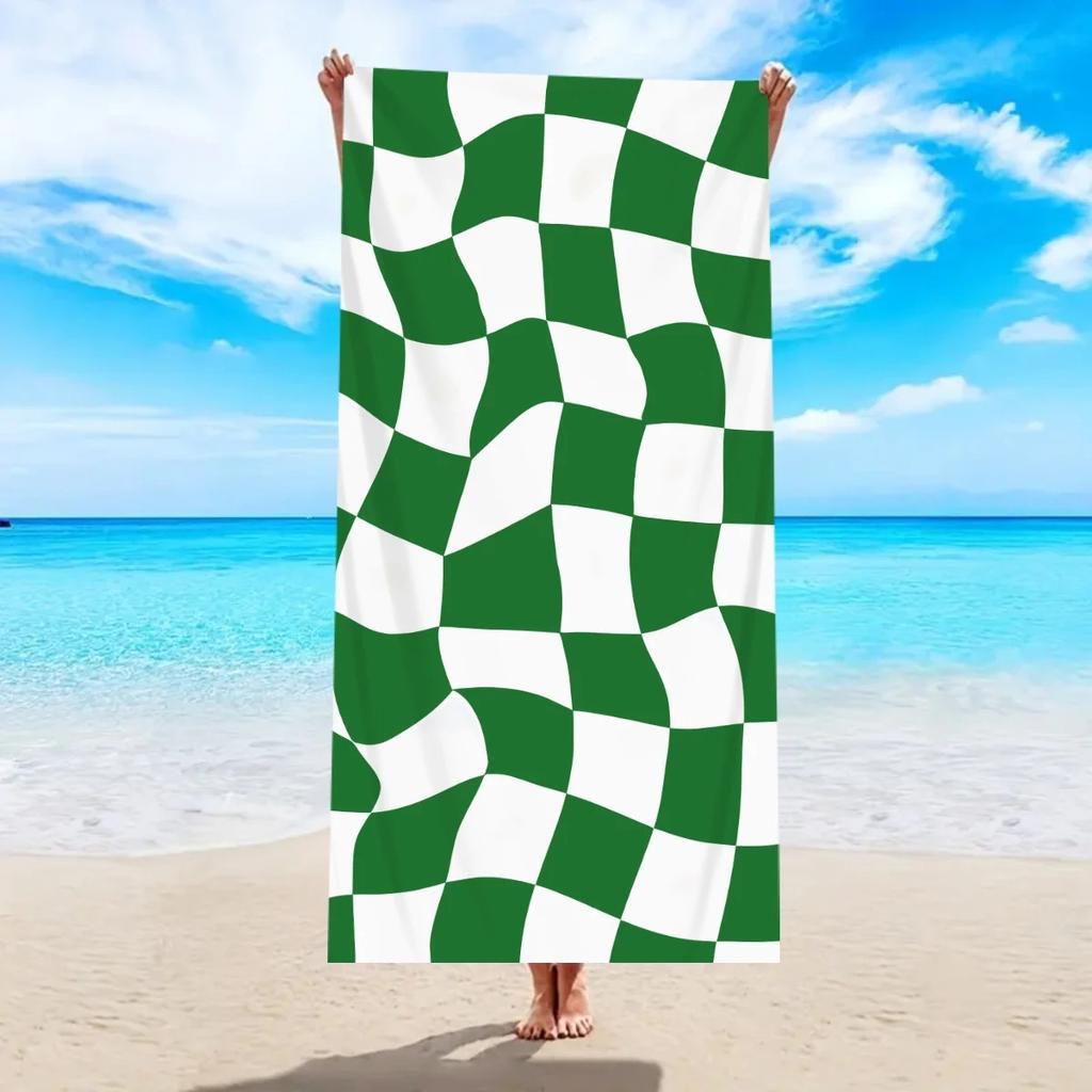 Large Beach Towel For Women Men Wavy Plaid Bath Towel Oversized Quick Dry Sand Free Swimming Pool Travel Shower Blanket