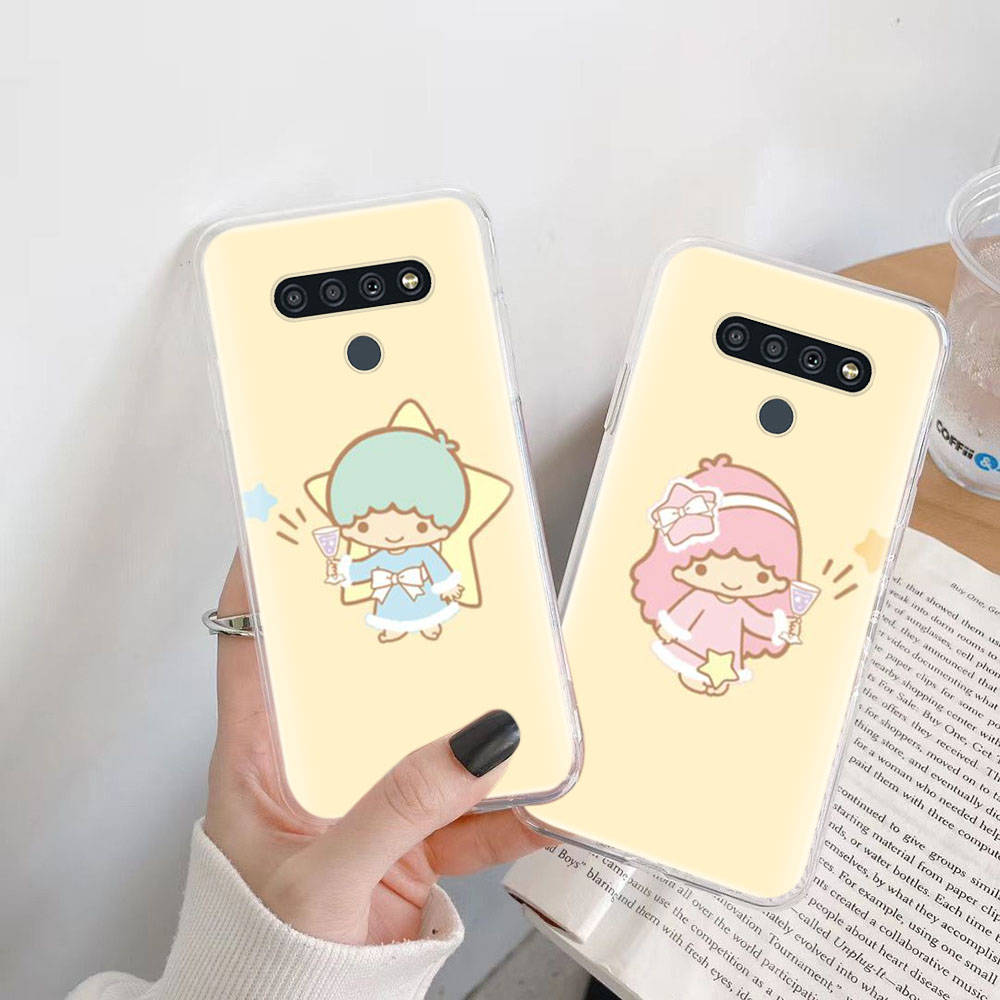 Transparent Case for Samsung A04 A14 A23 M33 M53 Realme 10 9 C35 C55 VIVO X80 Infinix Hot 30 Note 11 Tecno Spark 8P Pro L-31 Cute Little Twin Stars