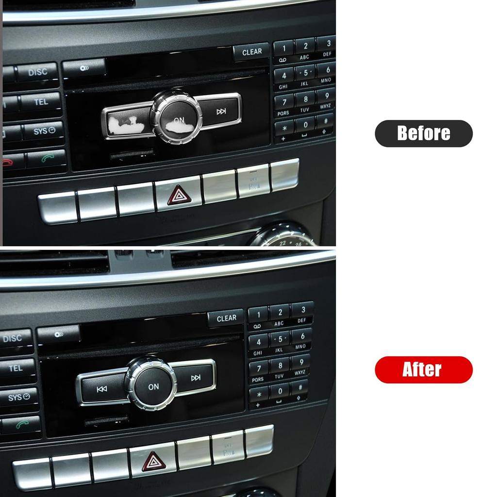 Jaronx Compatible with Mercedes Benz Radio Button Cover Stickers, X204/W204 Radio ON Volume Button Sticker Cover for B Class W246/C Class W204/ E