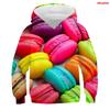 Impression 3D Tops Alimentaires Rigolos Bonbons Macarons Filles Garçons Sweats à Capuche Sweatshirts à Capuche Enfants Vêtements Ados Enfants Pullovers Nutella
