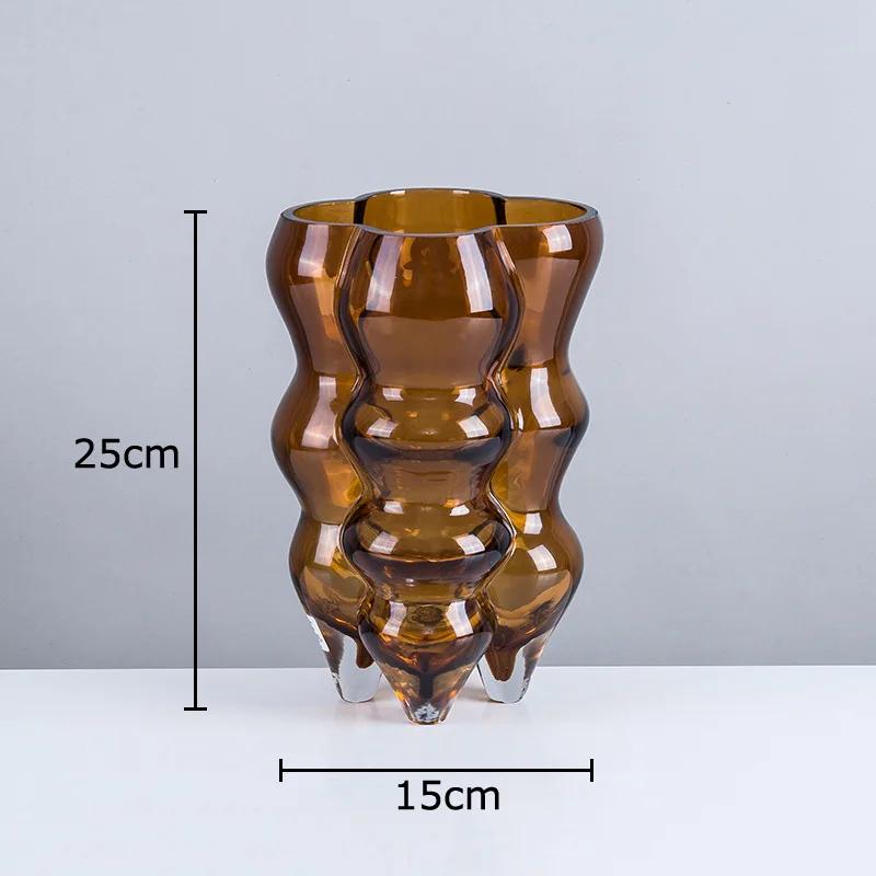 

Brown Glass Vase Hydroponics Flower Pots Desk Decoration Modern Design Flower Arrangement Floral Vases Room Aesthetic Decor