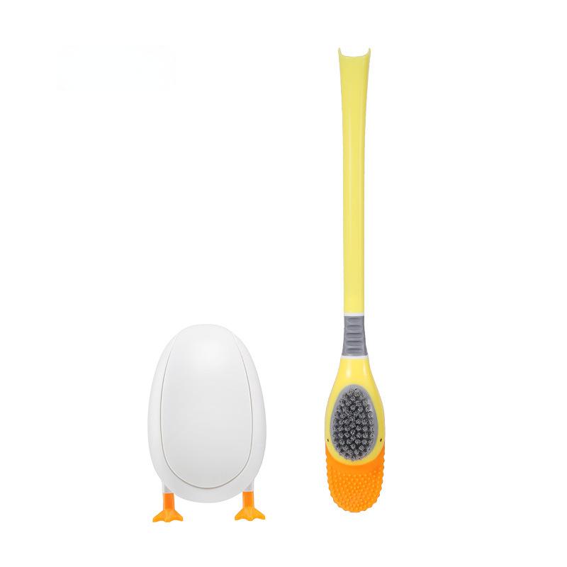 

Rubber Toilet Brush No Dead Corner Long Handle Soft Hair Cleaning Toilet Set Silicone Toilet Brush easy deeply clean corner жовтий