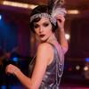 1920er Jahre Great Gatsby Feder Stirnband für Damen Vintage Strass Flapper Kopfschmuck Roaring 20s Party Haar Accessoires