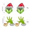 Grüne Monster Hängeohrringe Weihnachtsmotiv Ohranhänger Handform Trendiger Ohrschmuck Ornament für den täglichen Gebrauch