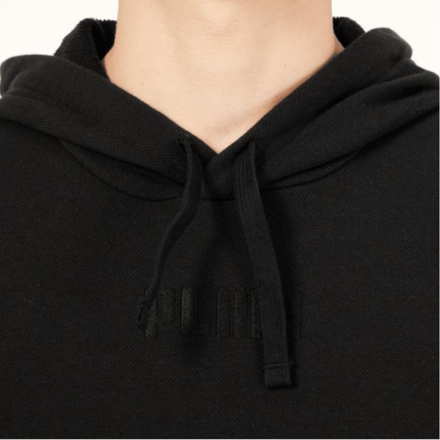 Puma Solid Color Sports Knit Drawstring Hoodie Men Tops Black 846413-01