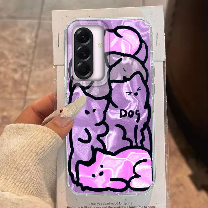For Samsung Galaxy A56 A36 A16 A25 A35 A53 A26 S25 S24 S23 S22 Plus Ultra FE Phone Cover Cute Purple Cat For Samsung A55 TPU Bag