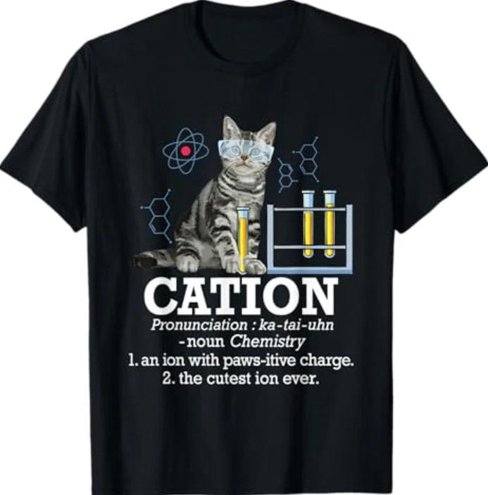 Cation - Funny Chemistry Humor Science Teacher Cat Pun T- Shirt M