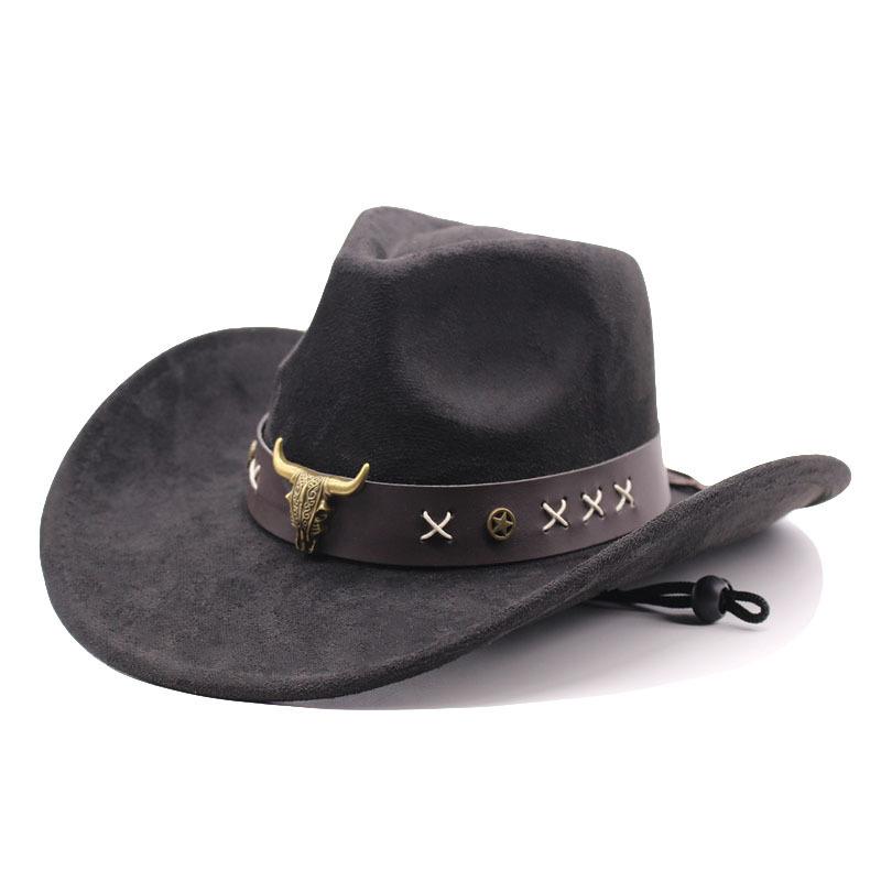 New Western cowboy hat, Tibetan wool top hat, men's and women's autumn/winter outdoor ox-head accessory, travel riding hat
