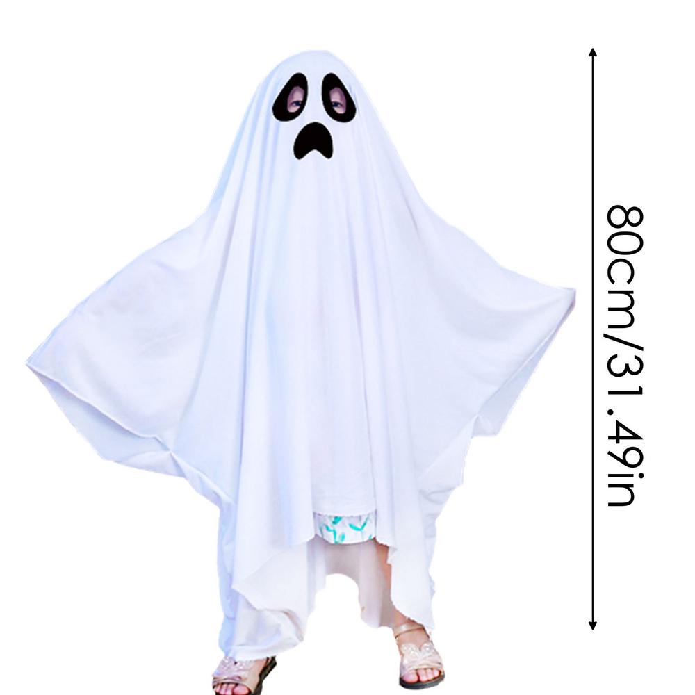 Ghost Costume For Kids White Ghost Halloween Poncho Cosplay Outfits For Boy Girl Halloween Fancy Dress Ghost Costume For Boy