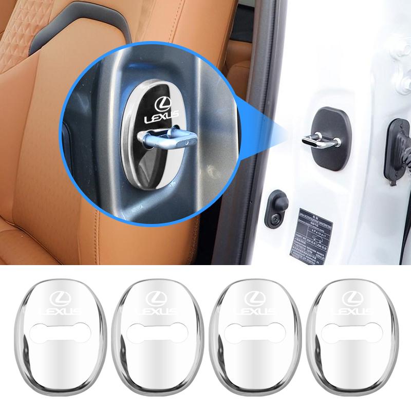 4Pcs Car Door Lock Protect Cover Auto Emblem Rust Proof Cover For Lexus GS IS LS500h ES260 ES300h RX350h NX260 UX260 LM RZ450e