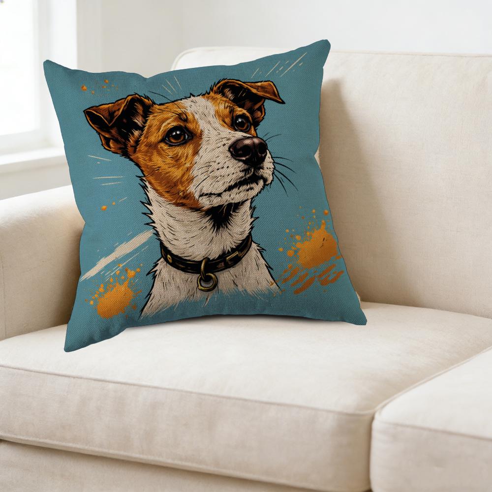 Cushion Cover Blue Jack Russell Dog Print For Home Decor