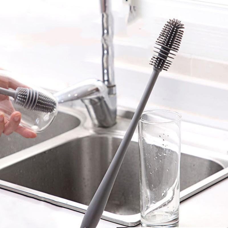 Silikonový kartáč na kelímky Čisticí štětec na láhve s mlékem Čisticí prostředek na láhve na vodu s dlouhou rukojetí Čisticí štětec na skleněné kelímky Čisticí pomůcky do kuchyně