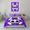 3Pc Cute Bow Crossbone Skull Duvet Cover Set,Purple Glitter Kawaii Bedding with 1 Duvet Cover 2 Pillowcases Single Double,Gift