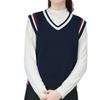 Knitted V-neck Color-Block Vest - Spring & Autumn School Uniform Style Sweater