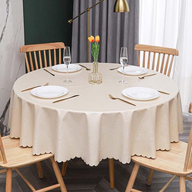 Table Cloth Round Pu Waterproof Antifouling Oil -Proof Wedding Tablecloth For Table Print With Lace Table Cover For Dining Table
