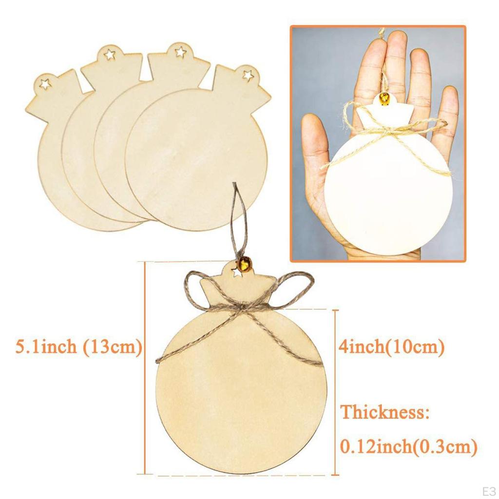 10Pcs Unpainted Wooden Shapes Baubles Embellishment for Crafts