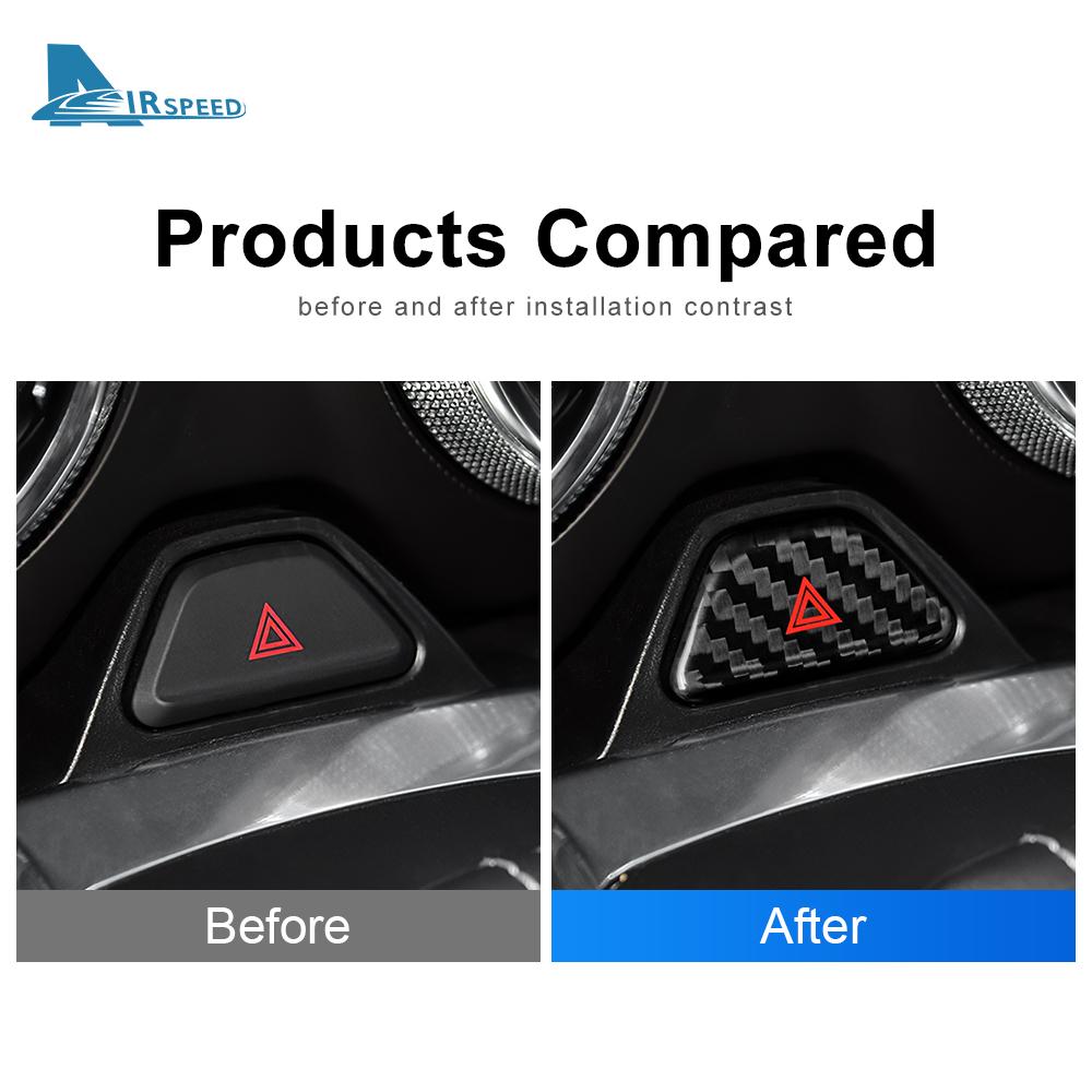 Real Hard Carbon Fiber Sticker For Chevrolet Camaro 2016 2017 2018 2019 2020 2021 2022 2023 Car Warning Light Button Accessories