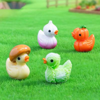 Yousheng 9 Pcs Funny Vegetable Duck Figurines Resin Tiny Duck Sculpture Cute Eggplant Pumpkin Onion Mini Duck Statue for Home Office Desktop Car