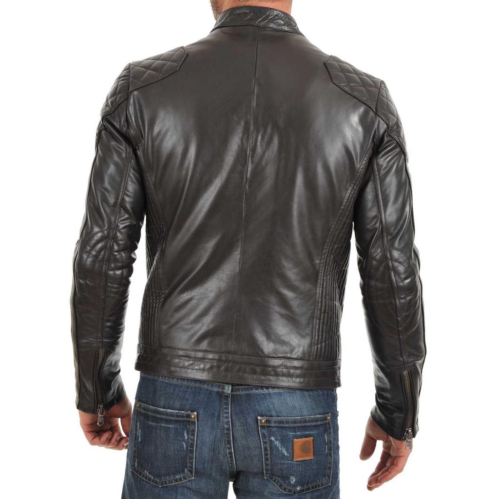 SKINOUTFIT Men's Genuine Lambskin Black Leather Jacket Stylish Motorcycle Bomber Biker Outerwear MJ 62