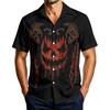 Men's Casual Short Sleeve Halloween Print Button Down Shirt