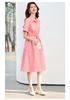 26 year new summer casual high-end shirt skirt, mid length skirt, waist cinching elegant short sleeved skirt, A-line skirt, dress, skirt