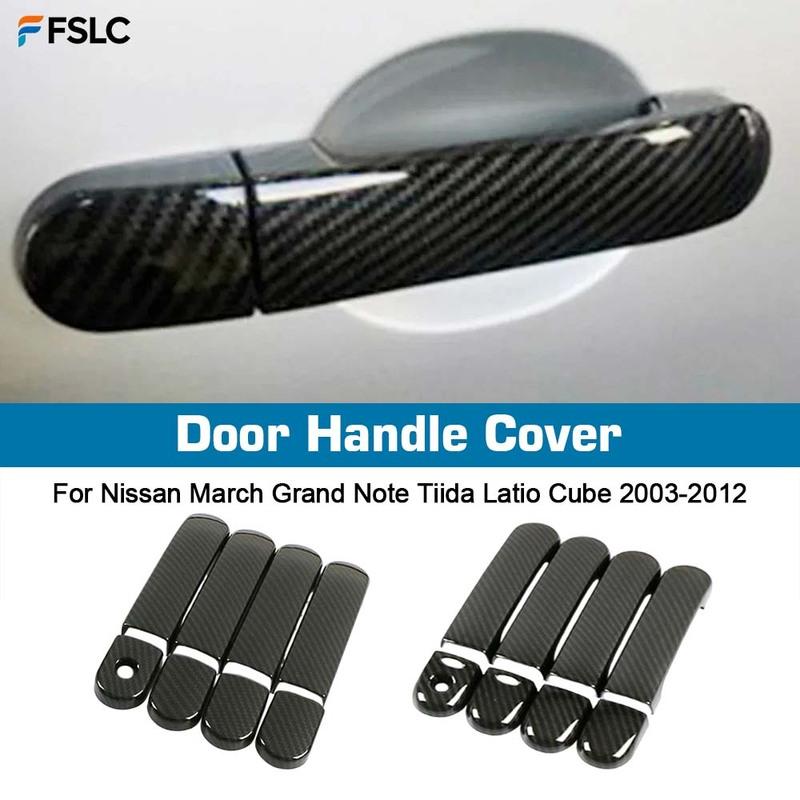 Car Upgrade Carbon Fiber Door Handle Cover For Nissan March Micra K12 Grand Livina L10 Note Tiida C11 Cars Accessories