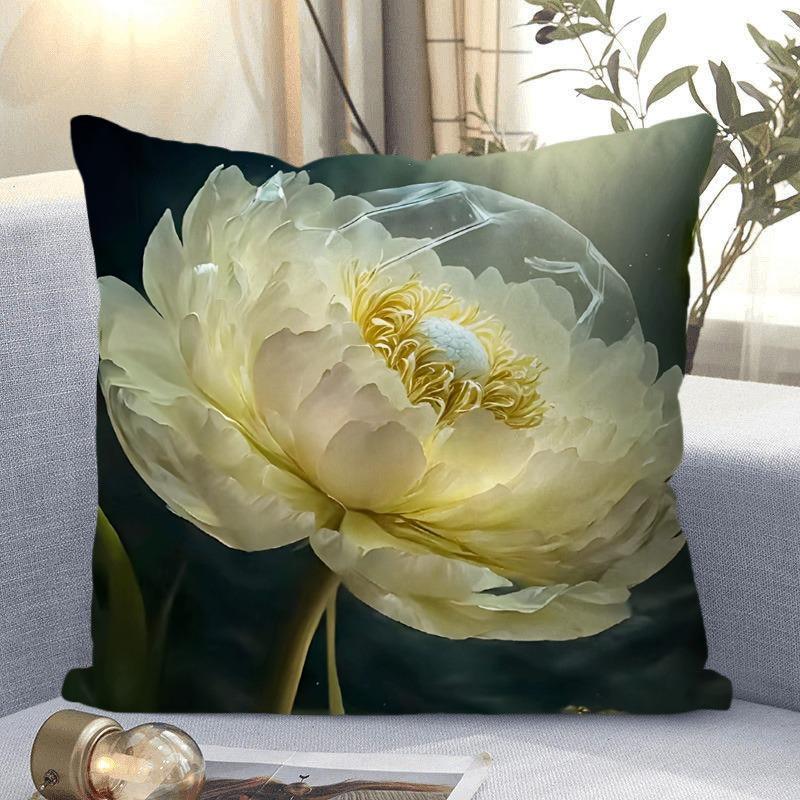 Fantasy Flower Pattern Decorative Pillowcase Living Room Bedroom Square Cushion Pillowcase