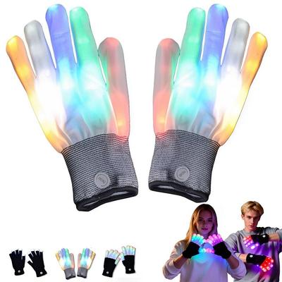 Funny 7 Colors Light Show LED Rave Glove Light Up Breathable Finger Gloves Flashing Mittens Concert/Party/Activity Props