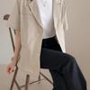 New Arrivals Open Run Women Loose Fit Pocket Short Sleeve Jacket Cotton Linen