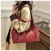 Retro Style Faux Leather Tote Bag for Women Large Capacity Shoulder Handbag