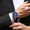 Genuine Leather Blue Starry Luminous Analog Calendar 3ATM Waterproof Quartz Romantic Stylish Casual Fashion Accessories Birthday Anniversary Christmas