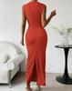 European Spring/Summer Sleeveless Back Slit Pleated Tight-Fitting Women's Dress 2026