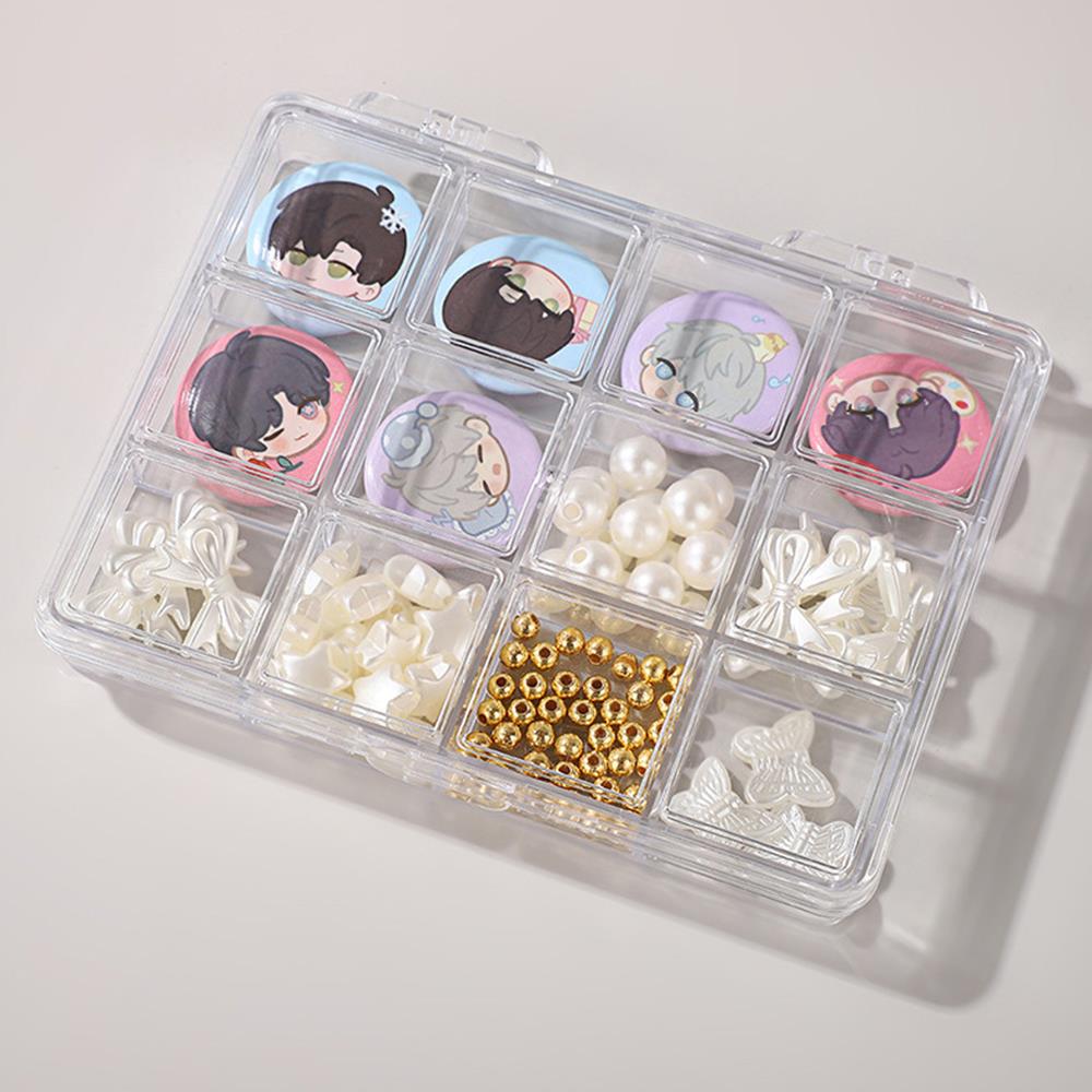 12 Grids Transparent Acrylic Organizer 25mm Badge Holder Storage Box Clear Mini Badge Case Collection Jewelry Storage Case