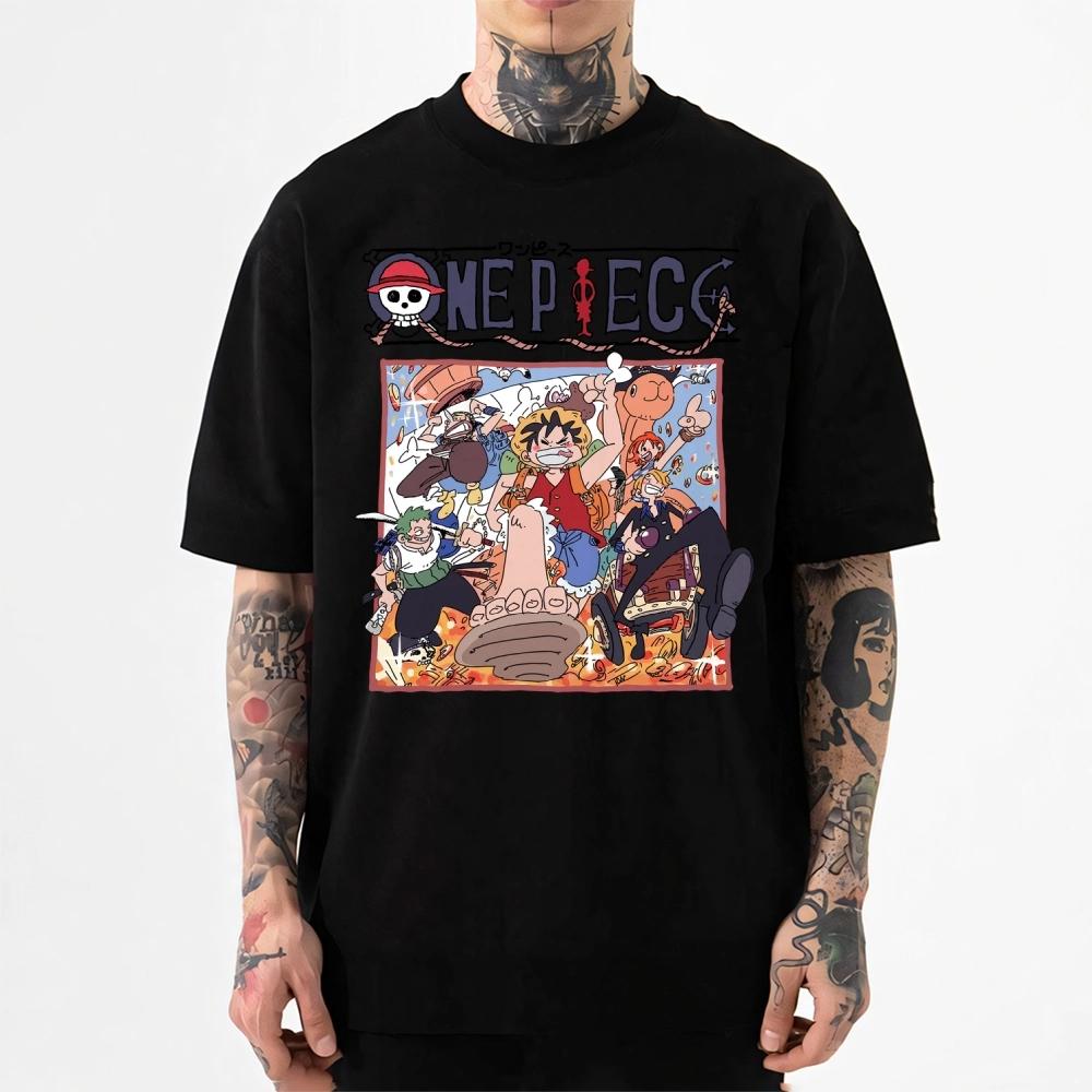 One Piece Straw Hat Pirates Group Anime Graphic Tshirt Unisex Streetwear Casual Cotton Oversized Oneck Tee