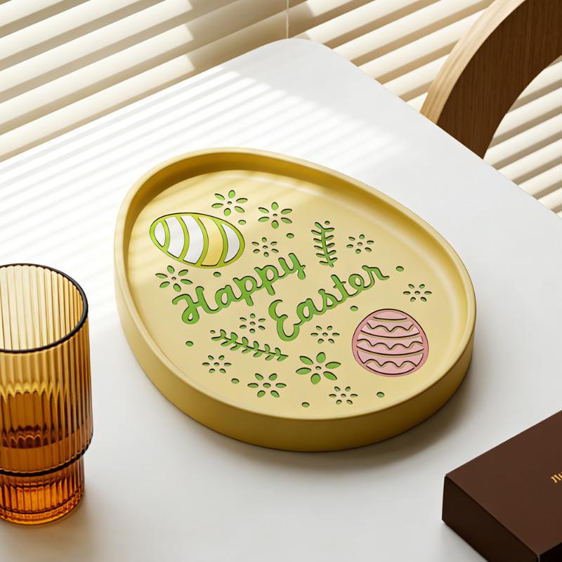 Egg Shape Tray Silicone Mold Diy Handmade Rabbit Coaster Storage Plate Plaster Concrete Resin Molds Craft Making Home Decor Tool