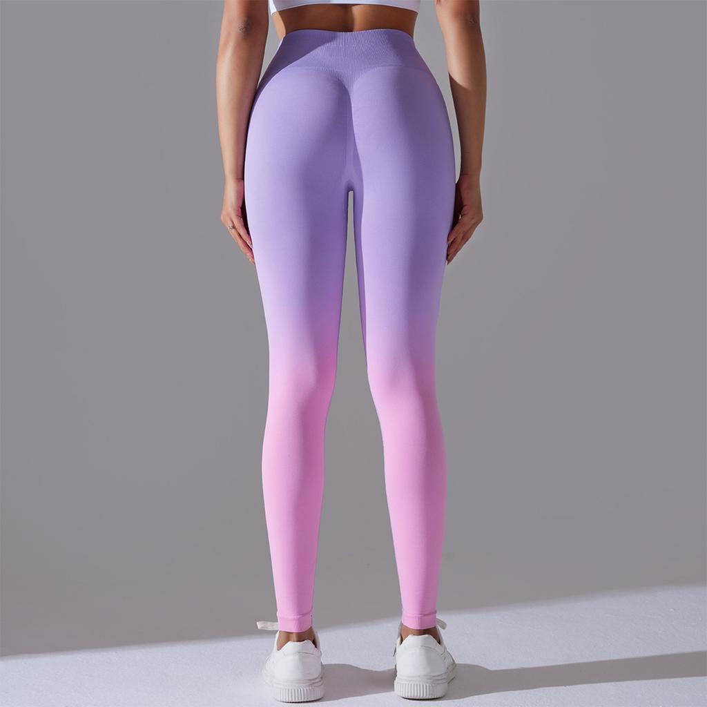 Women's Seamless Gradient Yoga Pants Tight Fitting Hip Lifting Sports Pants Quick Drying Yoga Pants