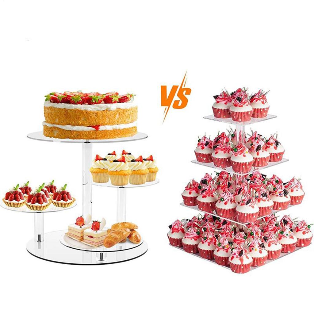 Cupcake Holder Stand Acrylic 4-Tier Display Modern Decor Cup Cake Stand Dessert Display For Cookie Snack Food Pastry Candy