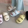 Casual One-word Explosion Summer Women's New Outer Wear Heightening Beach Cool Slippers Thick-soled Slippers Velcro 2025
