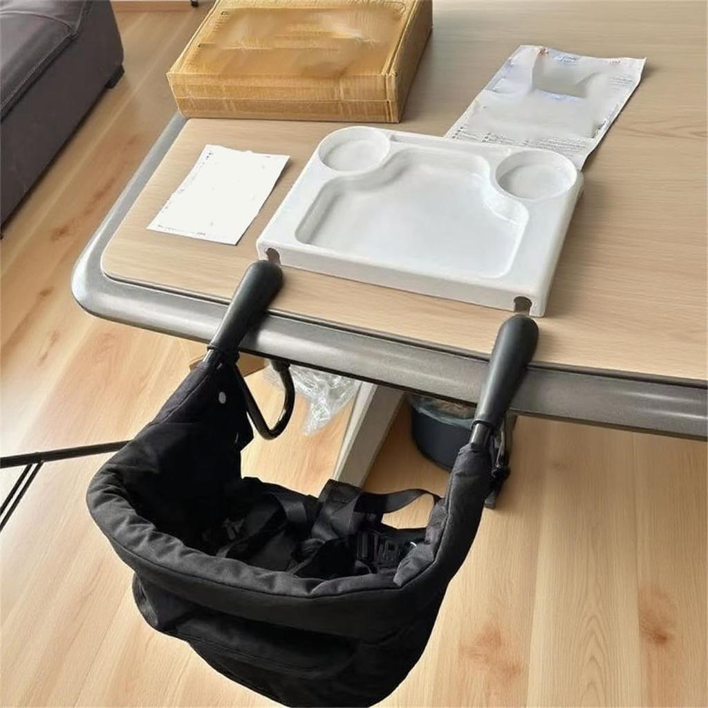 Folding Baby Table and Portable Dining Chair for Ages 6 Months To 3 Table Suitable for Outdoor and Home Use Chair, Years, Attachable, (Black)