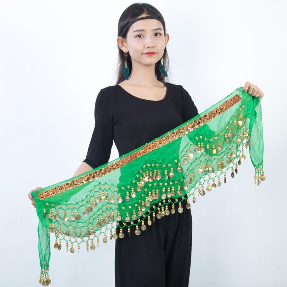 

Ланцюжок, шарф на стегнах, блискітки, костюми для танцю живота, різнокольоровий пояс для танцю живота, танцювальна вистава зелений