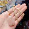 Exquisite Gold Silk Peach Blossom Jade Unisex Pendant Necklace