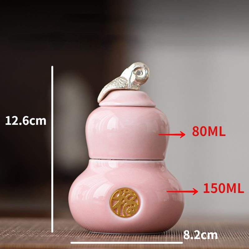 

Двойная банка для чая из тыквы с цветком селадон, бытовая керамическая герметичная влагостойкая банка, переносная, дорожная, небольшая банка для чая