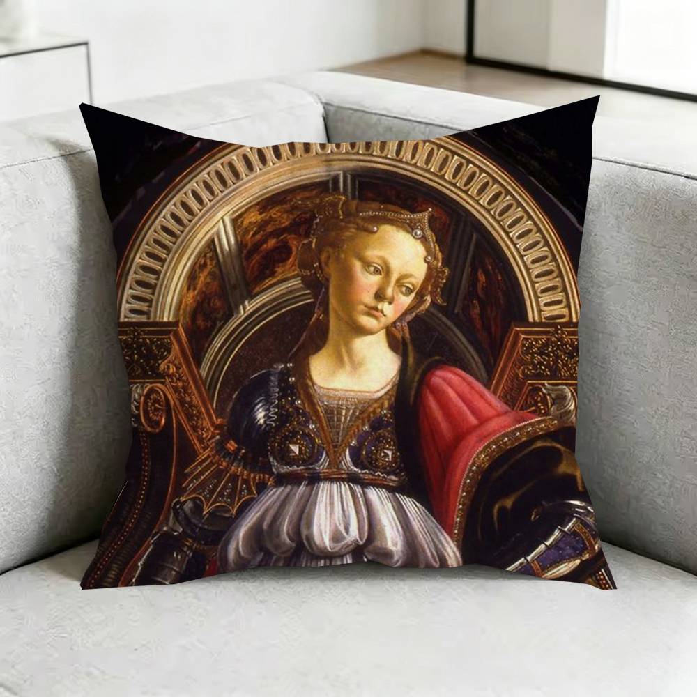 Sandro BBotticelli Renaissance Pillow Case Square DoubleSided Sofa Cushion Cover Bedroom Bedside Pillow Gift