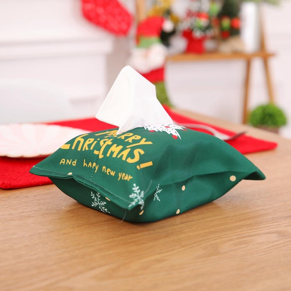 Christmas Tissue Box Cover Bag Cartoon Santa Tissue Covers Kitchen Dinner Party Table Decors Christmas Decorations for Home
