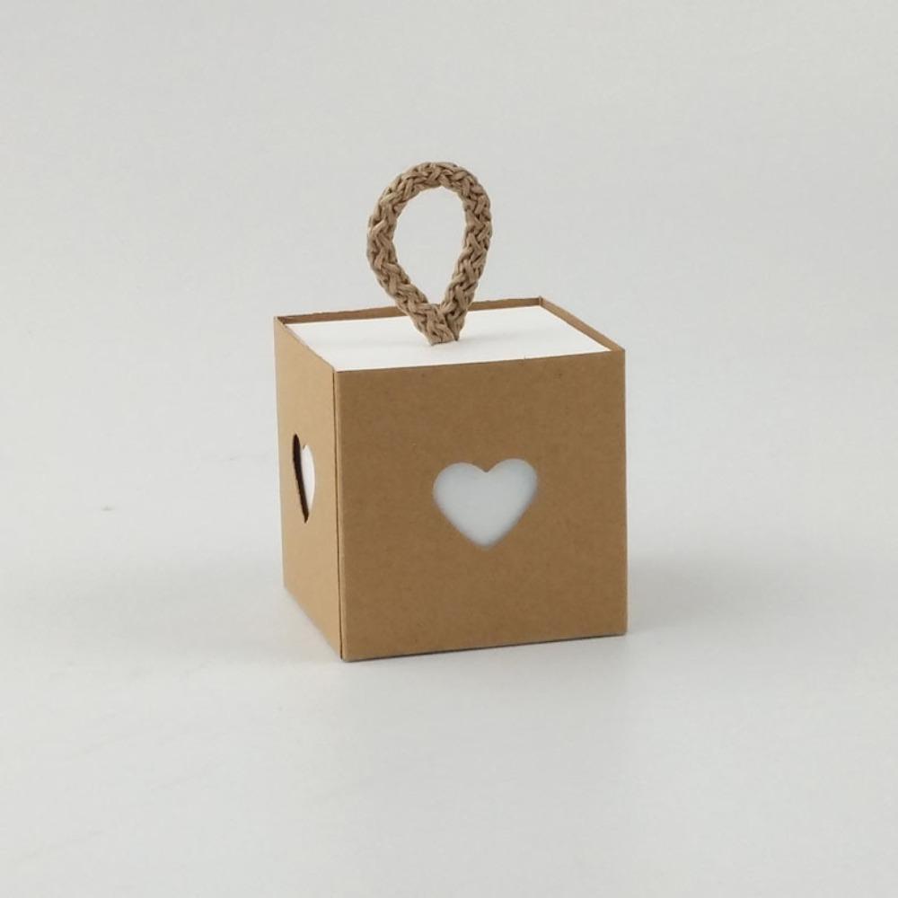 10pcs White & Brown Heart Wedding Favor Box Mini Gift Packaging Boxes  Baby Shower